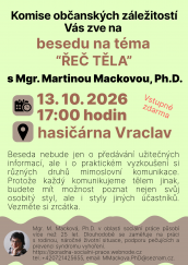 Besedu "ŘEČ TĚLA" s Mgr. Martinou Mackovou, Ph.D.