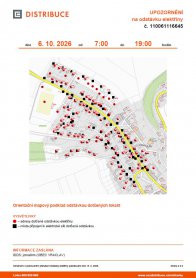 Oznámení o odstávce elektřiny 1. a 6. 10. 2026