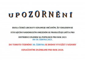 Upozornění - distribuce známek na popelnice se prodlužuje