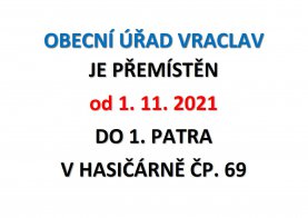 Přechodné přemístění obecního úřadu od 1. 11. 2021