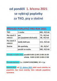 Výběr poplatků za rok 2021