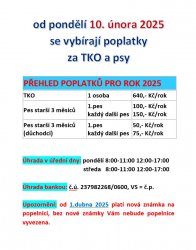 Výběr poplatků za TKO a psy na rok 2025 od 10.2.2025