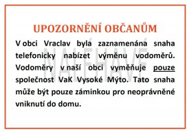 Upozornění - falešné výměny vodoměrů