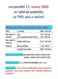 Vybírání poplatků za rok 2020